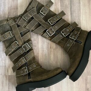 Zara Women’s US 6.5 Leather Knee High Boot Edgy and Rebellious Brown Boots